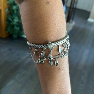 Silver Vintage arm Band with Opal Center
